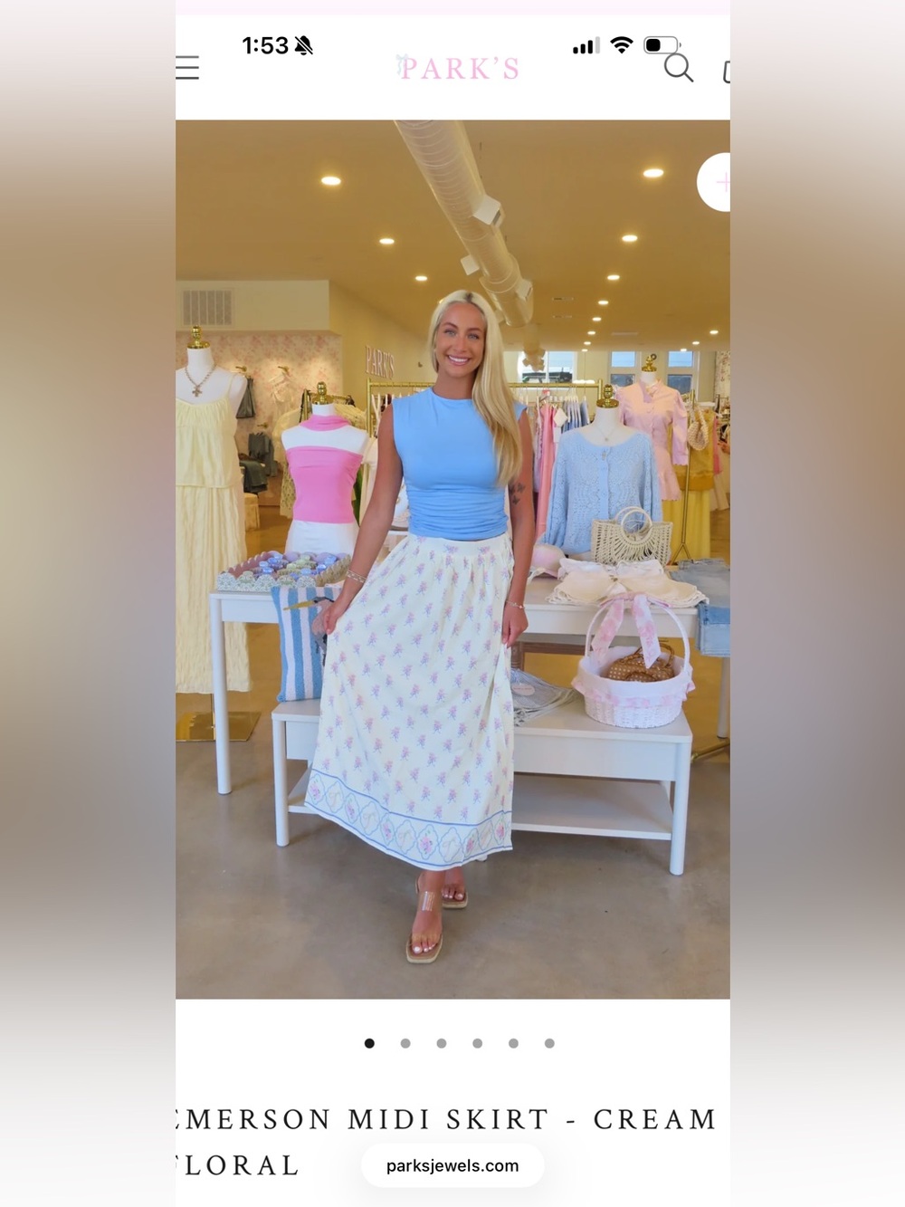 Women’s Cream Floral Midi Skirt - Parks Jewels